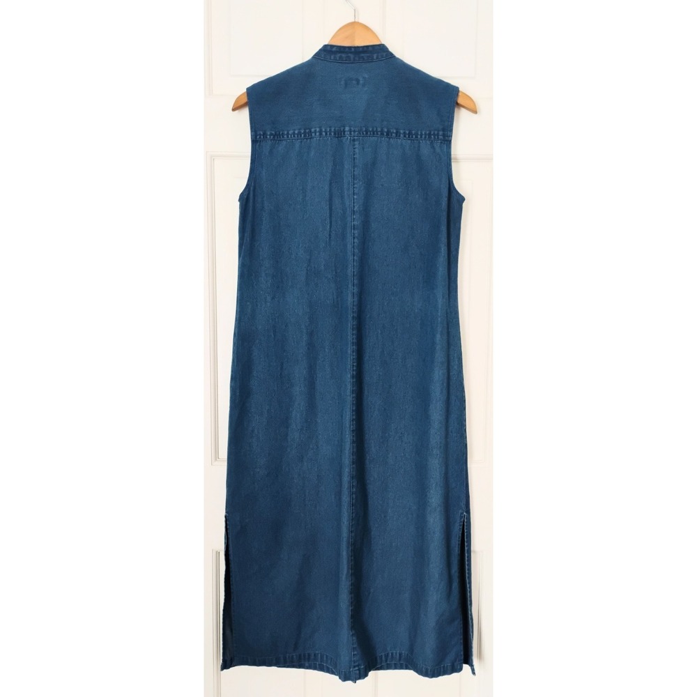 Vintage Talbots Petites Denim Maxi Dress Size 10 Sleeveless Button Front Jumper - Picture 2 of 7